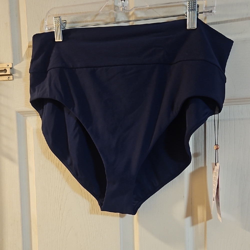 CALIA Wide Banded High Rise Swim Bottoms: OPULENT BLUE: NEW WITH TAGS: SZ XXL